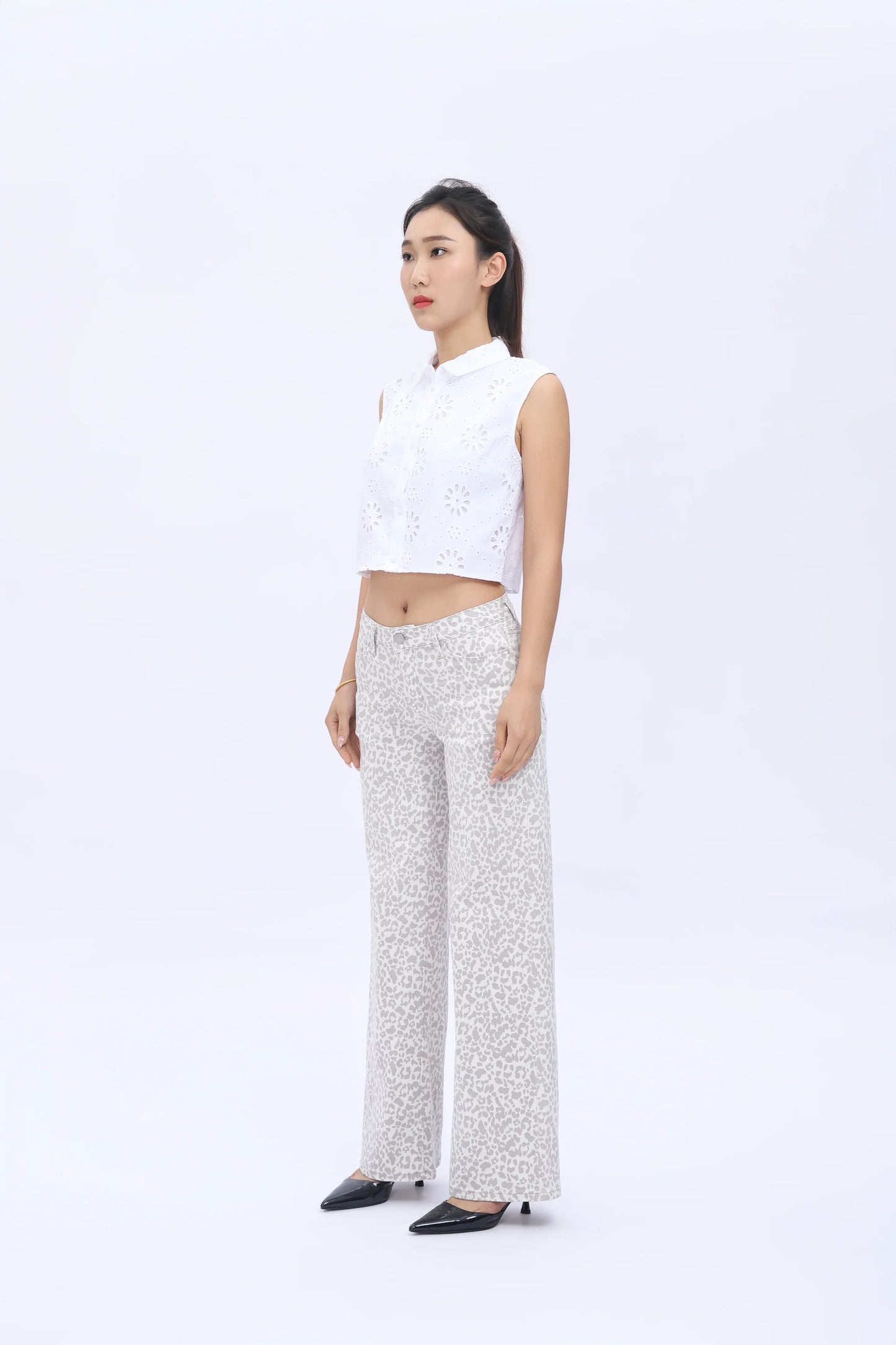 MA MID-LOW Rise Stretchy Baggy Jeans Wide Leg for Women