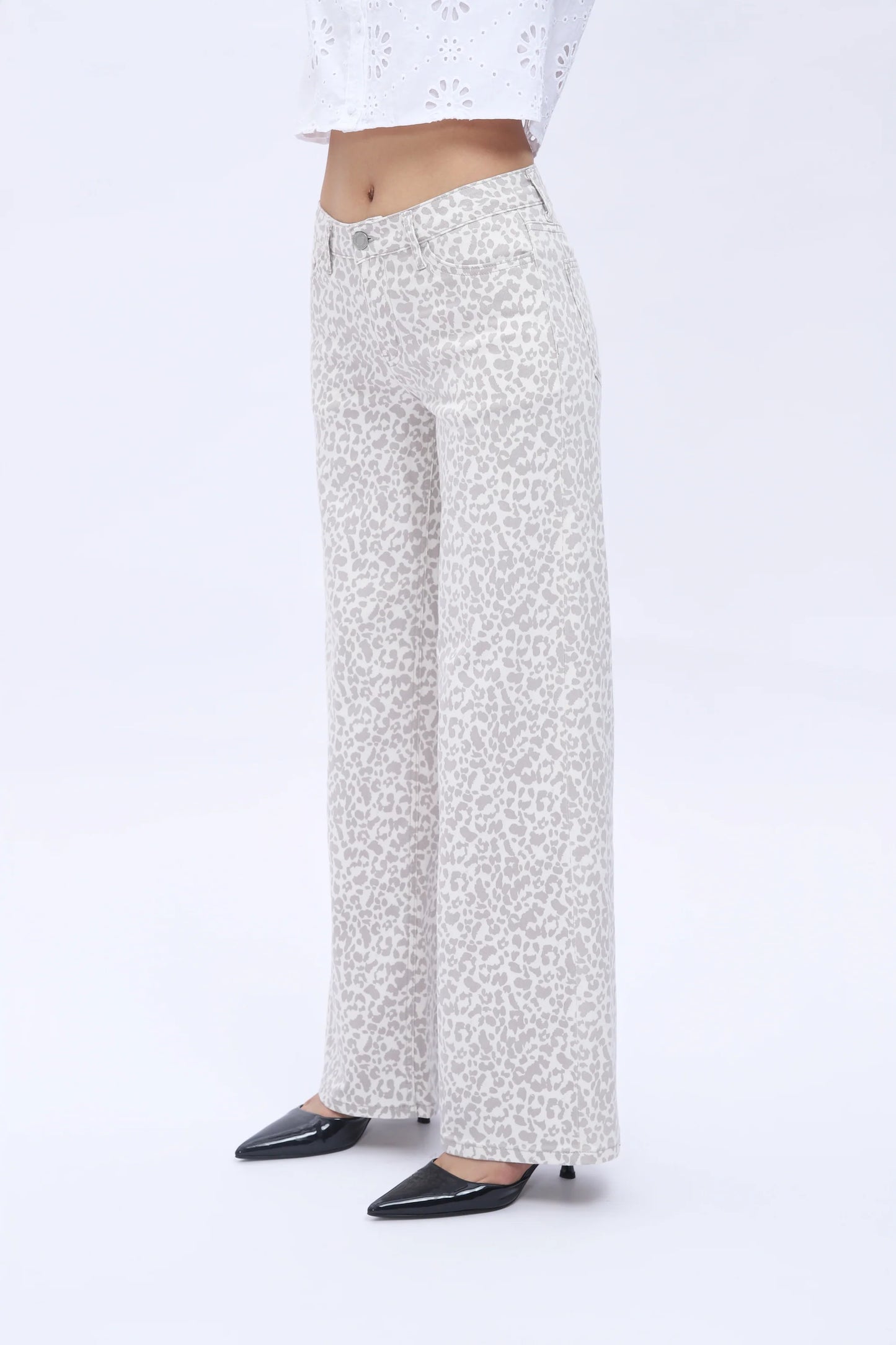 MA MID-LOW Rise Stretchy Baggy Jeans Wide Leg for Women