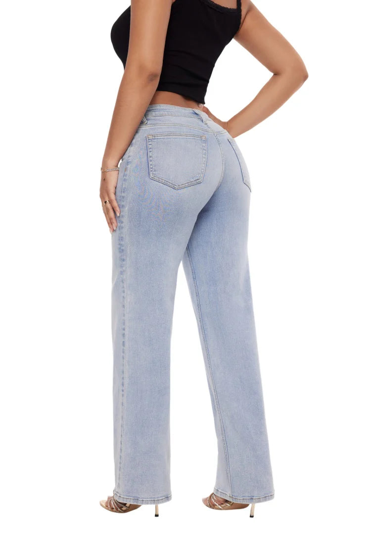 MA MID-LOW Rise Stretchy Baggy Jeans Wide Leg for Women
