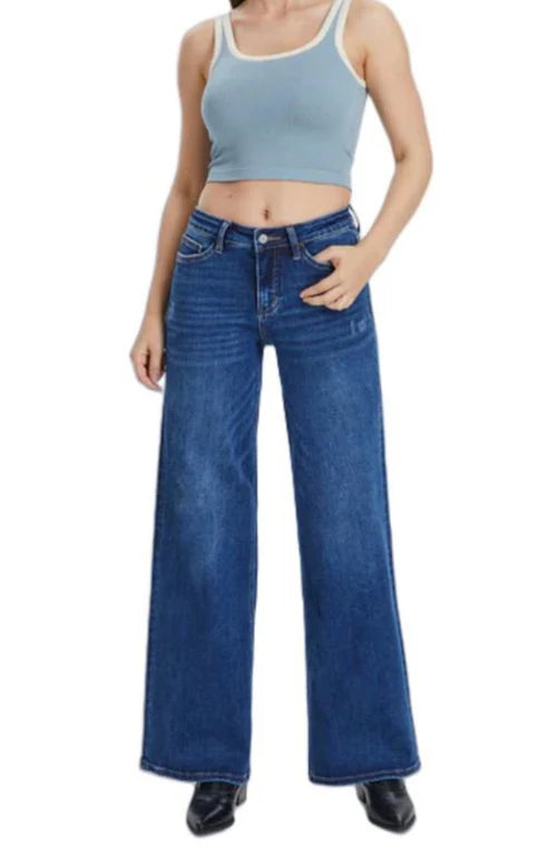 MA MID-LOW Rise Stretchy Baggy Jeans Wide Leg for Women